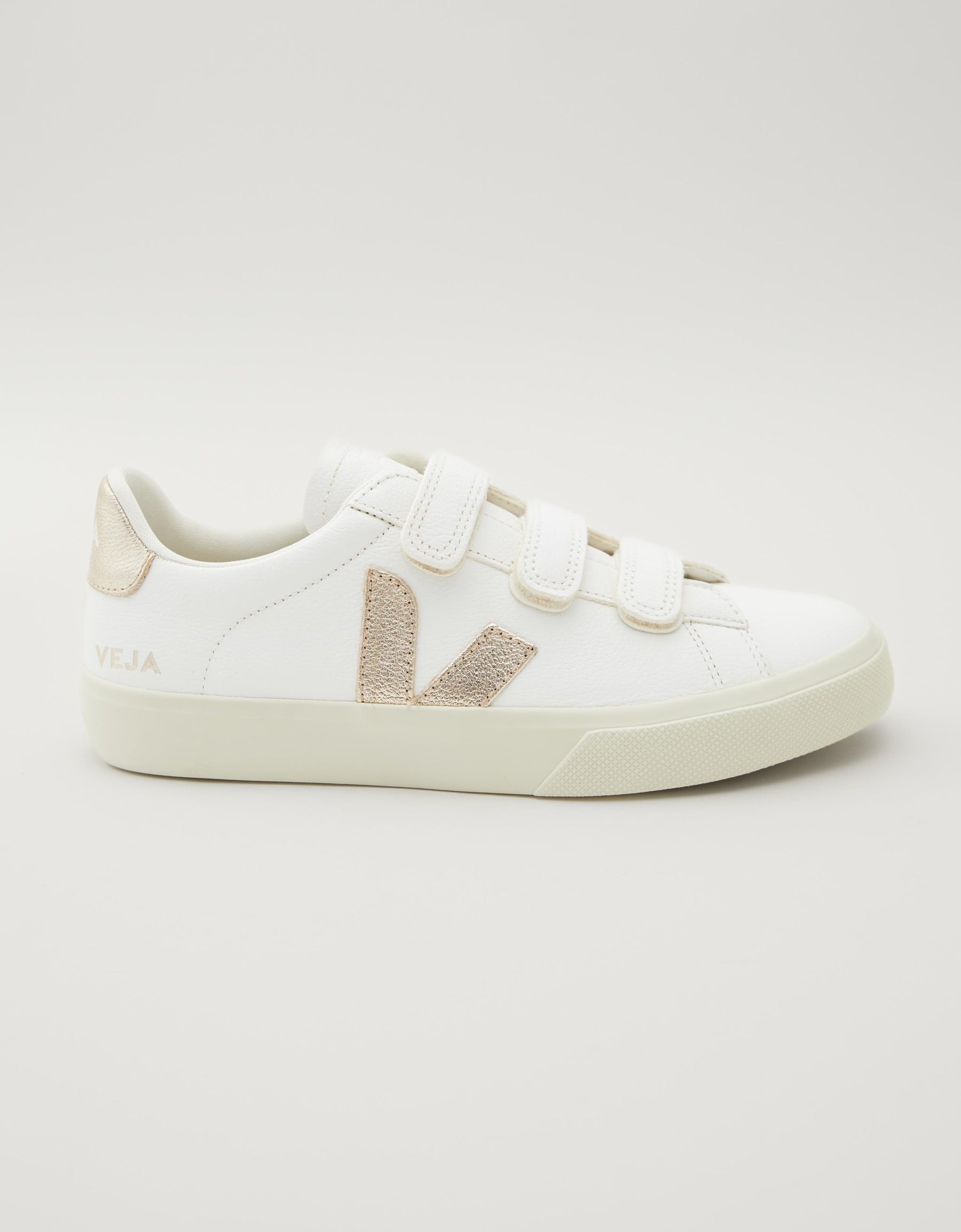 Veja/Vert Recife Velcro - Branco com Dourado