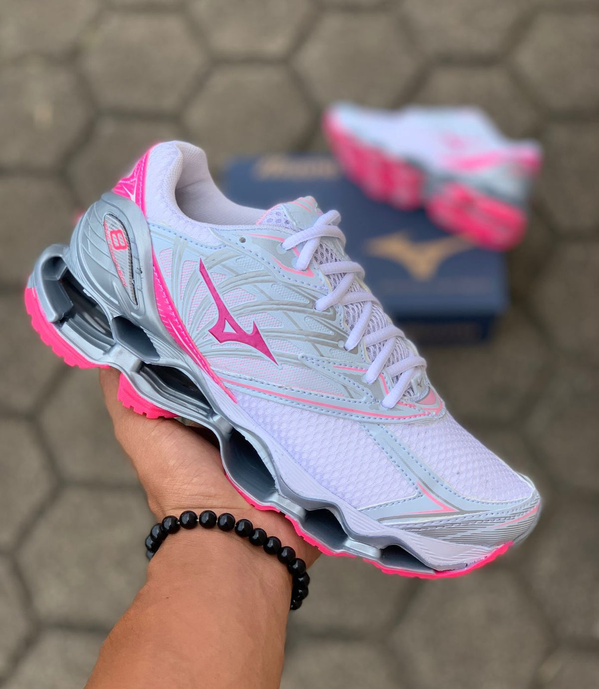 Mizuno Wave Prophecy 7 - Branco com Rosa