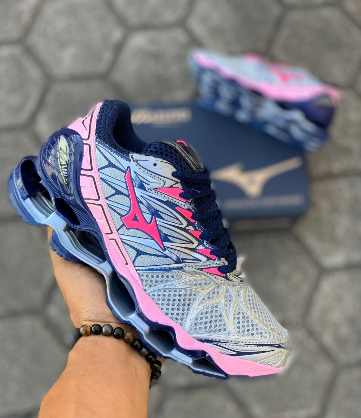 Mizuno Wave Prophecy 7 - Azul Marinho com Rosa
